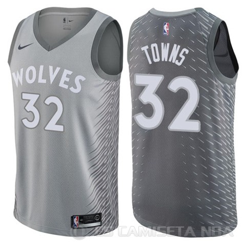 Camiseta Towns #32 Minnesota Timberwolves Ciudad 2017-18 Gris - Haga un click en la imagen para cerrar